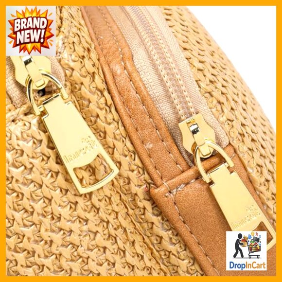 4PCS Straw Crossbody Bag for Women Beach Purse Shoulder Bag  Faux Straw Crossbody Bag RFID Blocking Boho Summer Beach Travel Purse